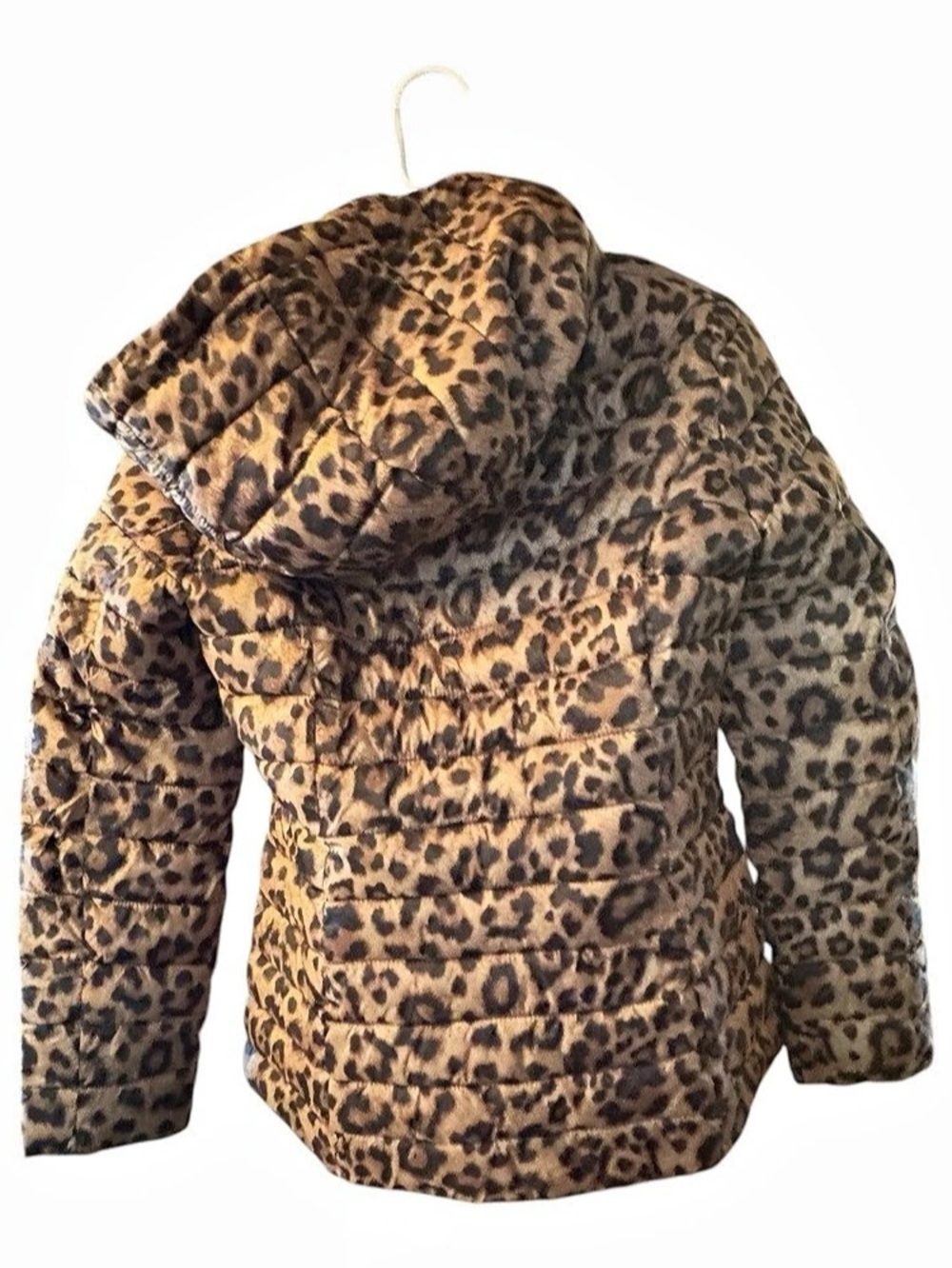 LAUNDRY by SHELLI SEGAL Leopard Print Quilted Hooded Puffer Jacket Hooded Puffer - Picture 2 of 3